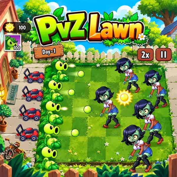 PvZ Lawn gameplay on OopsGames